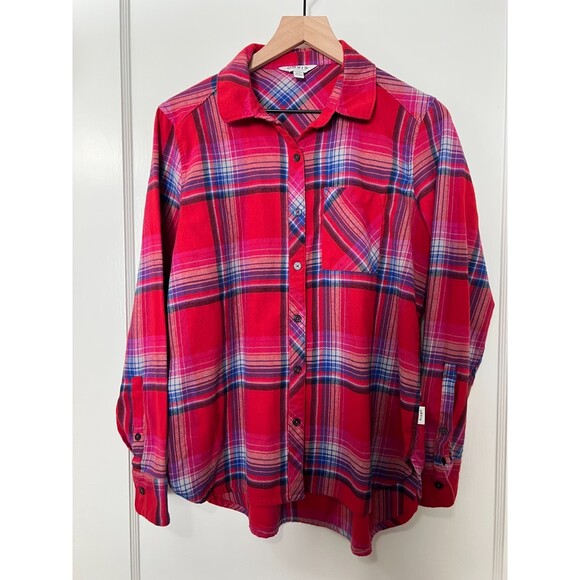 Orvis Laurie Red Blue Pink Flannel Button Up Shirt - Women's M - Picture 1 of 9